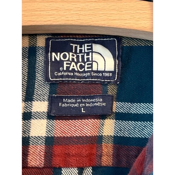 The North Face Plaid Button-Up Flannel Shirt L Red/Blue Long Sleeve Made In Indo - Picture 3 of 7